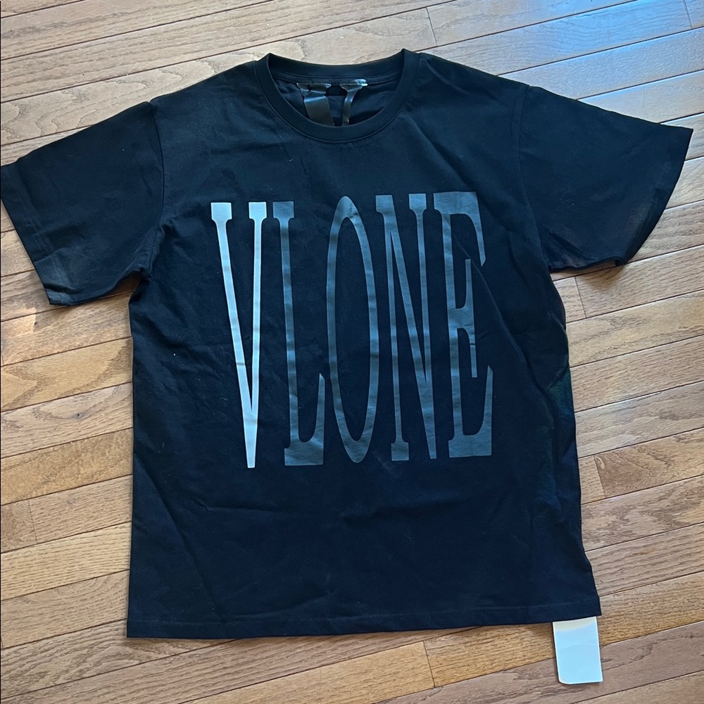 VLONE Black Tee with Gray Lettering